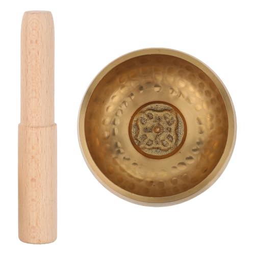 PRETYZOOM Authentic Nepal Hand-hammered Singing Bowl 8cm with Wooden Striker – Meditation Sound Bowl for Beginners Yoga Mindfulness and Relaxation Healing