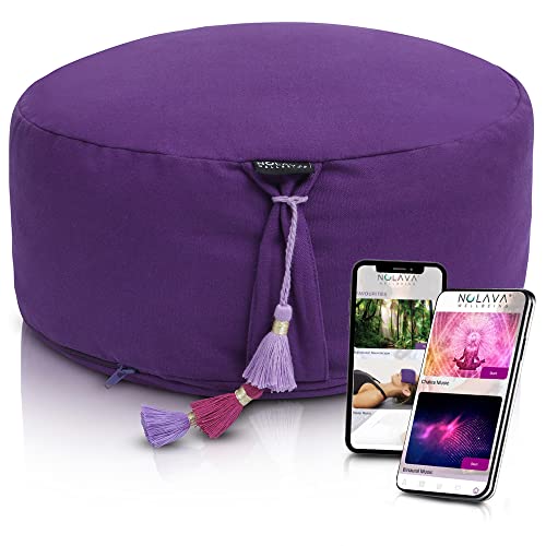 NOLAVA Round Zafu Cushions 15"x6" & Zabuton Meditation Cushions 32"x28"x3" - Premium Comfort for Mindful Practices - Yoga Bolster Pillow & Meditation Floor Pillow Essentials - color: PURPLE