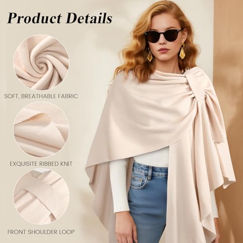 Shawl Wraps for Women, Front Poncho Wrap Sweater Cross Open Poncho Wraps, Knitted Elegant Shawls for Fall Winter