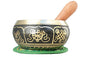 4" Exquisite Tibetan Singing Bowl Set for Meditation ~ Auspicious Eight Lucky Symbols, Buddha Eye