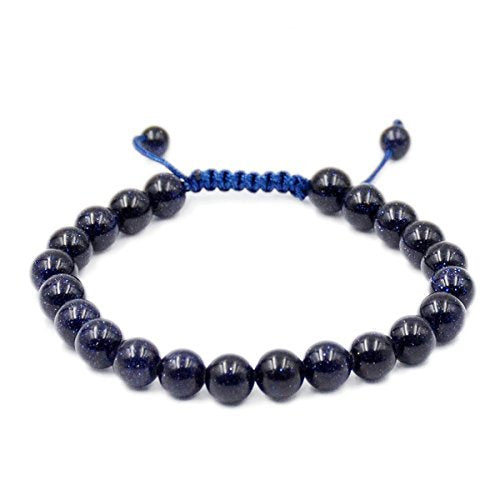 AD Beads Unisex 8mm Gemstone Bracelets Healing Macrame Adjustable 7-9 Inches || wear this healing natural gemstone bracelet help to erase your pain and fear || recover your energy||| - color: Blue Sand