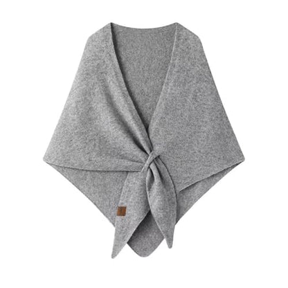 Women's Pashmina Shawls Wraps Soft Knitted Poncho Cardigan Cape Cashmere Feel Shoulder Top Sweater Triangle Scarf - color: Light-grey