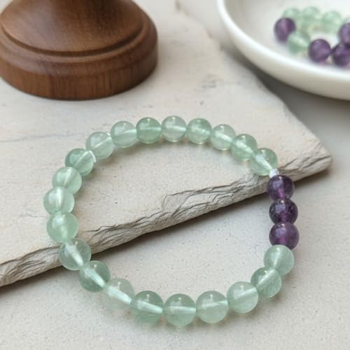 The Alchemist's Arcanum Adjustable Beaded Wrist Accessory for Men and Women, Stretch Fit Stone Bead Jewelry for Daily Wear and Gifting - color: Multi Flourite