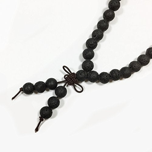 Natural Lava Rock Stone 108 Buddhist Prayer Beads Tibetan Mala Bracelet Necklace… - style: 6mm