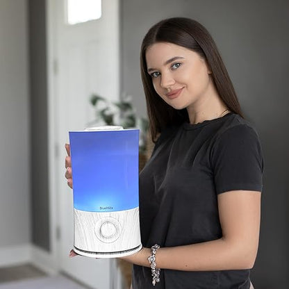 BlueHills Premium 2000 ML XL Large Essential Oil Diffuser Aromatherapy Humidifier for Large Room Home 40 Hour Run Huge Coverage Area Lights 2 Liter Extra Large Capacity Diffuser White Wood Grain E004 - color: White Wood Grain