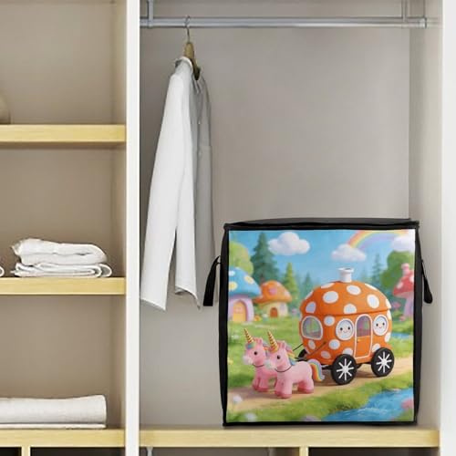 Orange Polka Dot Carriage Storage Bag Portable Closet Organizer Storage Bags Quilt Storage Bags with Zippered Breathable Storage Bag with Carry Handles for Blanket Pillow Bedding