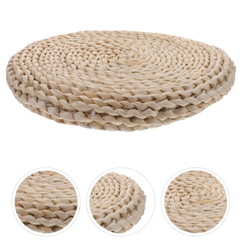 Healifty Woven Meditation Floor Mat Double-Layer 30x30cm Handmade Straw Cushion Thickened Tatami Seat Pad for Indoor Zen Sitting and Yoga