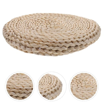 Healifty Woven Meditation Floor Mat Double-Layer 30x30cm Handmade Straw Cushion Thickened Tatami Seat Pad for Indoor Zen Sitting and Yoga