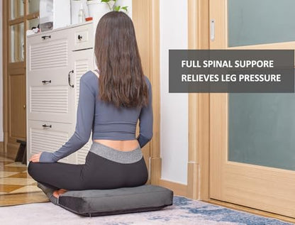 Meditation Cushion,Velvet Meditation Pillow and Zabuton 2-in-1 Portable Design(50 * 70CM). (Dark Gray, Service H：9cm)