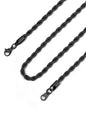 Bandmax Solid 1.5mm/2mm/3mm/6mm Rope Chains for Men Women 14K Gold Plated/Black Plated Stainless Steel Twist Chain 16-30 Inches, with Gift Box - color: 06 2MM Black Plated