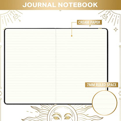 Artfan Ruled Notebook/Journal – Premium Thick Paper Classic Writing Notebook with Pocket + Page Dividers Gifts, Banded, Large, 128 Pages, Hard Cover, Lined (5.3" x 8.26") - Black - color: BLACK1