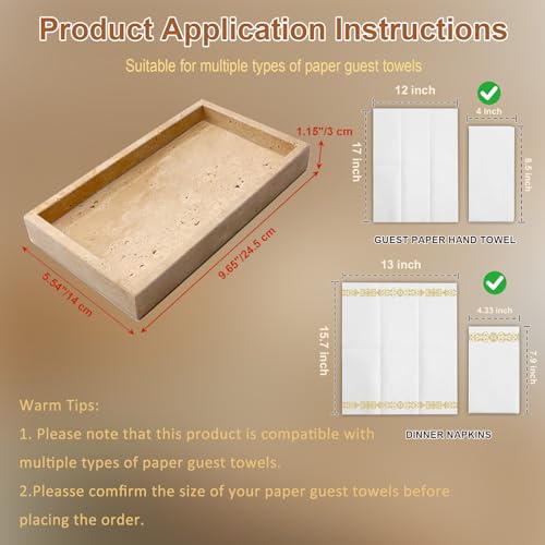 Natural Travertine Guest Towel Holder, Stone Napkin Holder for Bathroom,Gorgeous Bathroom Napkin Holder Tray, Stylish Guest Towel Holder Tray for Bathroom Toilet Dining Table, Beige - size: 9.7x5.5 Inch