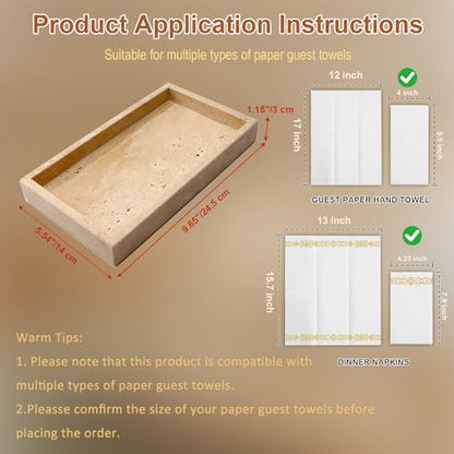Natural Travertine Guest Towel Holder, Stone Napkin Holder for Bathroom,Gorgeous Bathroom Napkin Holder Tray, Stylish Guest Towel Holder Tray for Bathroom Toilet Dining Table, Beige - size: 9.7x5.5 Inch
