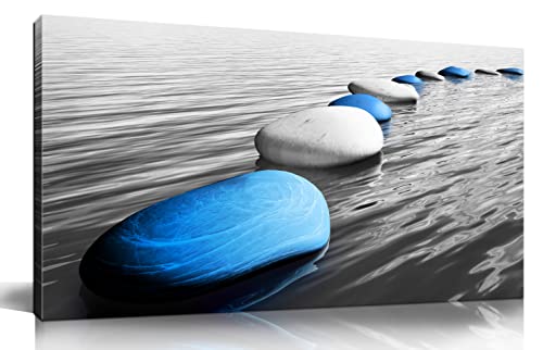 Large Canvas Wall Art for Bedroom Blue Stones Wall Art Zen Art Wall Decor Living Room Office 40 x 20 Inch - color: Blue7, size: 40"L x 20"W