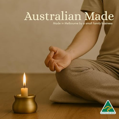 Australian Made 20 Minute Pure Beeswax Mini Meditation Candles, Non Toxic Beeswax Meditation Candle Set with Brass Holder for Intention Setting, Stress Relief, and Daily Meditaiton Mindful Moments - size: Set with Holder (15pcs)