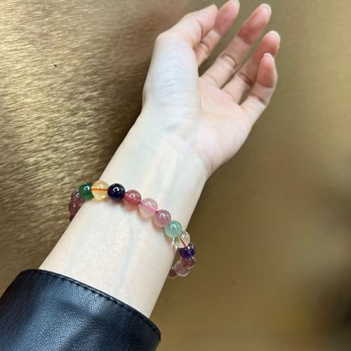 Beaded Bracelets for Women,Stretch Healing Crystal Bracelet Natural Stone Gemstone Jewelry Gifts - color: Style O-Multicolor A