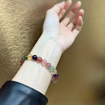 Beaded Bracelets for Women,Stretch Healing Crystal Bracelet Natural Stone Gemstone Jewelry Gifts - color: Style O-Multicolor A