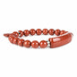 Justinstones Gem Semi Precious Gemstone Love Heart Charm Stretch Beaded Bracelet Unisex - color: Red Jasper