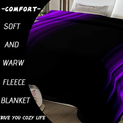 Soft Plush Bedding Purple and Black Fleece Blanket,Super Cozy Fluffy Plush Abstract Ombre Print Throw Blanket for Couch, Sofa, Bed 47"x59" - color: Purple and Black