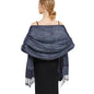 Silky Paisley Pashmina Shawl Scarf-Women's Soft Double-side Jacquard Pashminas Wrap for Evening Dress Travel Shawl - color: A-navy Blue