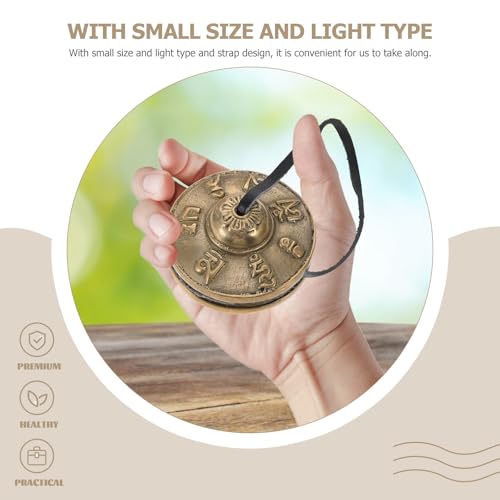 SECFOU Tingsha Meditation Bell Cymbals Set Nepal Copper Percussion Instrument Yoga Chime Bell with Six-Syllable Chant and Carrying Pouch for Mindfulness and Sound Therapy