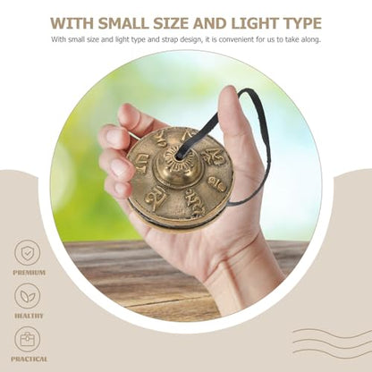 SECFOU Tingsha Meditation Bell Cymbals Set Nepal Copper Percussion Instrument Yoga Chime Bell with Six-Syllable Chant and Carrying Pouch for Mindfulness and Sound Therapy