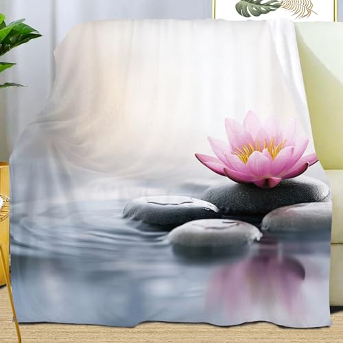 Zen Meditation Throw Blanket, Pink Lotus Fleece Blanket for Couch Bed Sofa, Zen Stone Blankets and Throws, Super Soft Cozy Plush Flannel Blankets, 40x50, Decor & Gift - color: Zen Meditation#70, size: 40"x50"