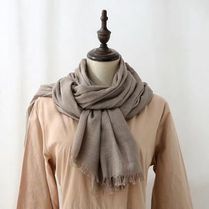 Jeelow Solid Color Scarf Wrap Shawl for Women Men – Soft Lightweight Head Scarf, All Season, Travel Beach Office Daily Wear - color: Brown Hollow Out