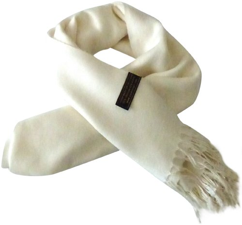 CJ Apparel Solid Color Tassels Design Nepalese Shawl Scarf Wrap Stole Throw Head Wrap Pashmina Gift Hand Made in Nepal New - color: Off White A1090