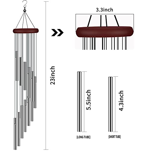 Wind Chimes for Outside, Sympathy Wind Chimes Outdoor Clearance with 12 Aluminum Alloy Tubes and Hook, Memorial Wind Chime Gift Decoration for Home, Patio, Garden, Outdoor