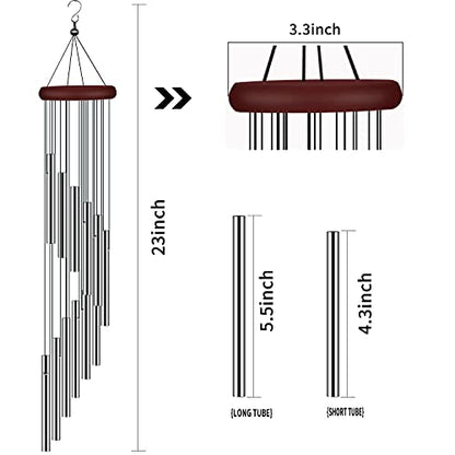 Wind Chimes for Outside, Sympathy Wind Chimes Outdoor Clearance with 12 Aluminum Alloy Tubes and Hook, Memorial Wind Chime Gift Decoration for Home, Patio, Garden, Outdoor