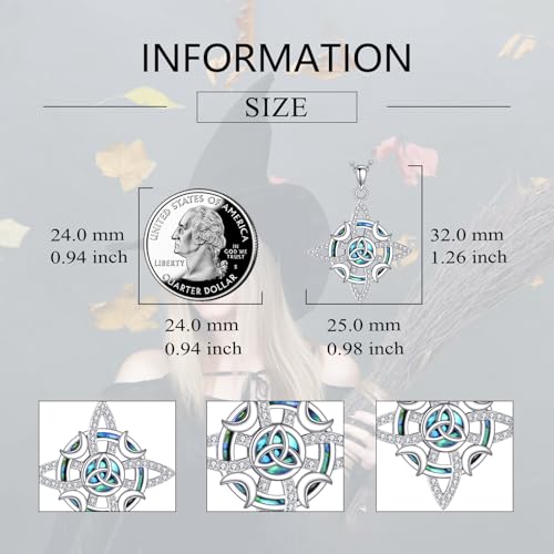 Witch Knot/Trinity/Triple Moon Necklace S925 Sterling Silver Protection Jewelry Gifts for Women - style: Witches Knot