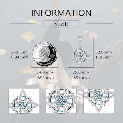 Witch Knot/Trinity/Triple Moon Necklace S925 Sterling Silver Protection Jewelry Gifts for Women - style: Witches Knot
