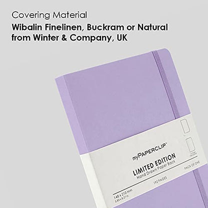 myPAPERCLIP Limited Edition A5 Plain Notebook | 192 Pages, 100 GSM, Soft Cover, A5 (5.83 × 8.27 in) | Flat Lay | Bookmark & Elastic Closure | Lilac - color: Lilac, style: Plain