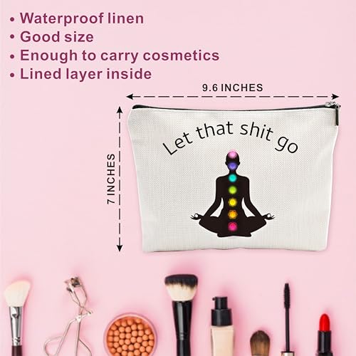 Funny Makeup Bag Gift, Let That Shit Go, Yoga Toiletry Bag For Women, Meditation Birthday Gift, Motivational Travel Bag, Women Accessories - (A009)