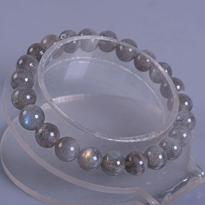 Justinstones Gem Semi Precious Gemstone 8mm Round Beads Stretch Bracelet 7 Inch Unisex - color: A Grade Labradorite