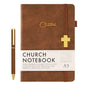 Sermon Notes Notebook with Pen & Gift Box, Guided Church Bible Journal for Christians, A5 Leather with Gold Cross | 240 Thick Pages for Study, Reflections & Prayer Notes, Pastor Gifts