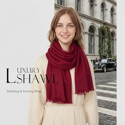 Shawl Wraps for Women Pashmina Shawls and Wraps for Evening Dresses Large Soft Scarf Winter Scarf Wedding Shawl… - color: Wine