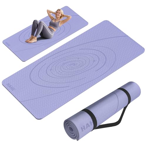 Large Yoga Mat Thick, 76"x32"x0.31"Wide POE Exercise Mat with Non-Slip Surface & Carry Strap, Anti-Tear Workout Mat for Yoga, Pilates, Fitness - color: light purple