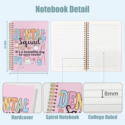 Dental Dentist Gifts Notebook, Dental Assistant Graduation Gifts Journal, Pink Dental Squad Spiral Notebook Journal for Note Taking, Dentist Office Supplies, 5.5x8.3 Inch - color: debtal squad