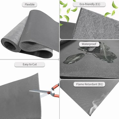 TroyStudio Mass Loaded Vinyl Sound Proof Barrier, 1 lb/sqft, 1 x 8 Feet MLV Insulation Sheet, Anti Vibration Deadening Soundproofing Material - color: Gray