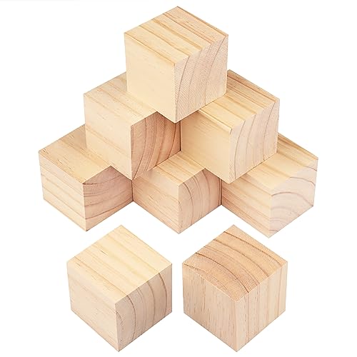 8 Packs Wooden Blocks for Crafts, 3.15 Inch Pine Wood Cubes, 8 x 8 x 8 cm Wooden Cubes for Paint, Stamp, Decorate, DIY Projects and Personalized Gifts,by GNIEMCKIN. - size: 8 Packs 3.15 Inch