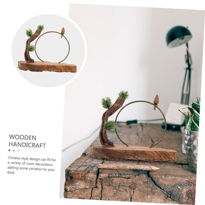 ULTECHNOVO Retro Chinese Style Zen Root Carving Wooden Artware Home Furnishing Shelves Decorations