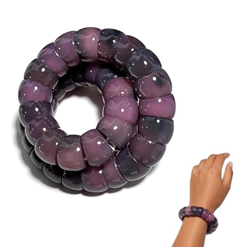 Natural Bodhi Seed Bracelets Anxiety Fidget Bracelets Anxiety Relief Items Protection Healing Stretch Bodhi Fidget Bracelet for Women Men - color: A1:Deep purple