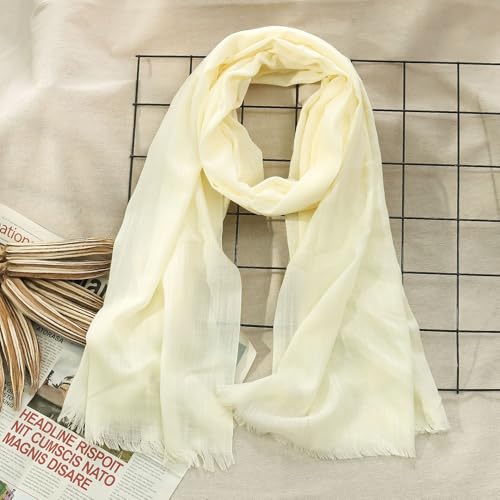 Women's Cotton Scarves Lady Light Soft Fashion Solid Scarf Wrap Shawl - color: Light Yellow