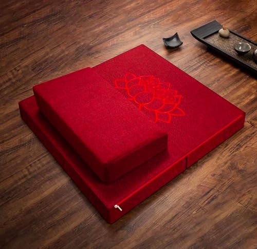 Meditation Mats,Meditation Meditation Mats, Futons, Household Folding, Thickened Fabrics, Coconut Palm, Kneeling Mats(Size:24x24inch,Color:Red) - color: Red, size: 24x24inch