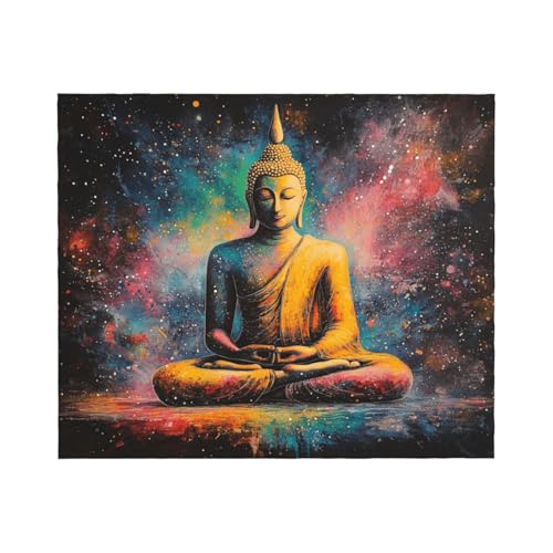 Meditating Monk Portrait Blanket,Double-Sided Fleece With Zen Artwork,Hypoallergenic & Lightweight,Perfect For Yoga Practitioners,Spiritual Gift,Suitable For Beds,Sofas And Offices 50X60 Inch