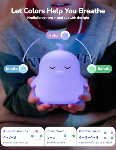 Breathing Pal 'Penny'- Mindfulness Breathing Light, Guided Visual Meditation Breathing Light, Anxiety Relief Items for Calm Down Corner/Meditation/Sleep Aid for Adult&Kid - size: Penny (Penguin)