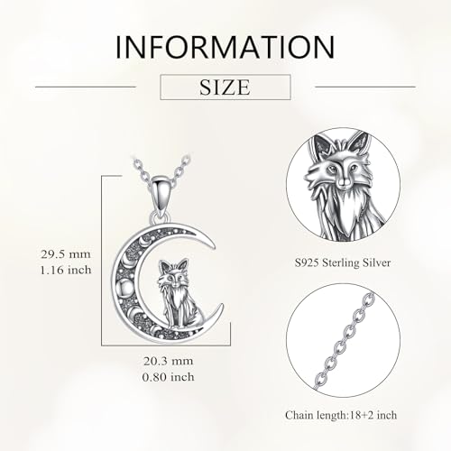 Sun and Moon Necklace 925 Sterling Silver Sun Moon Pendant Gemstone Jewelry Gifts for Women - style: Fox