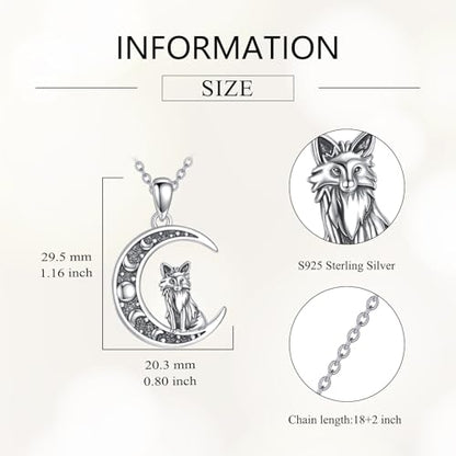 Sun and Moon Necklace 925 Sterling Silver Sun Moon Pendant Gemstone Jewelry Gifts for Women - style: Fox